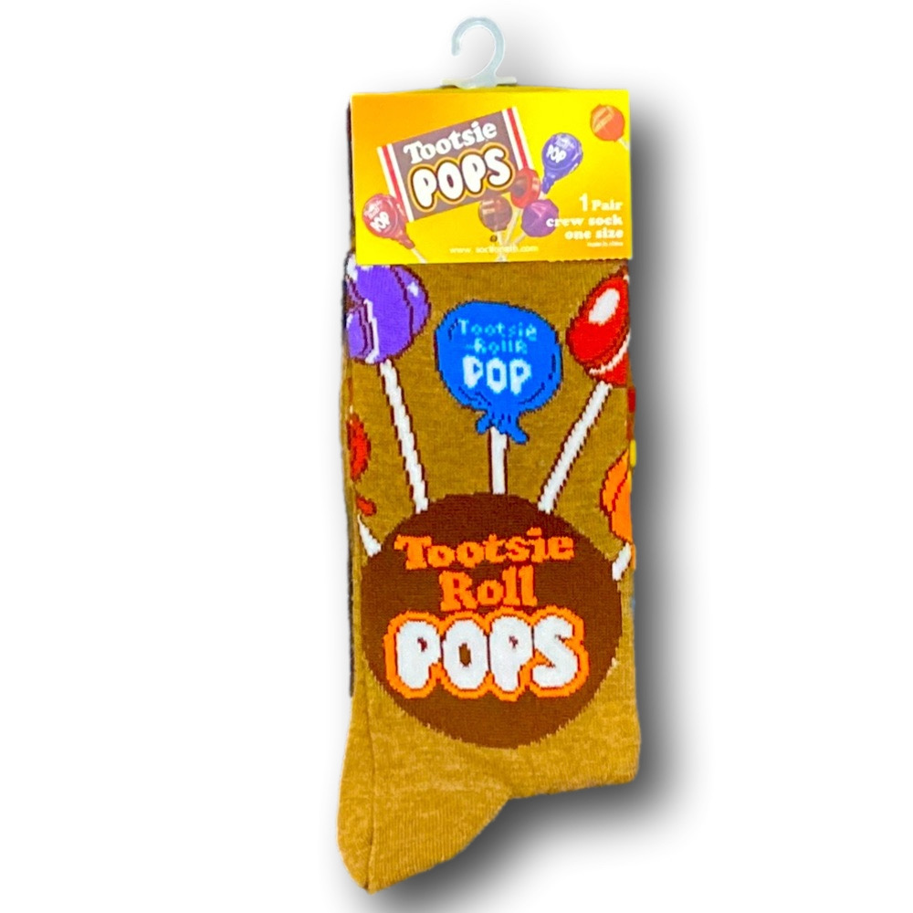 3/$20 Tootsie Roll Pop Retro Candy Funny Novelty Crew Socks - NWT